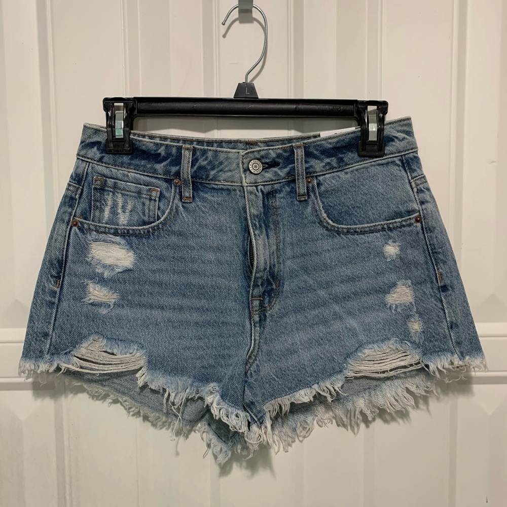 NWT PacSun Blue Distressed Jean Shorts with Frayed Hem
